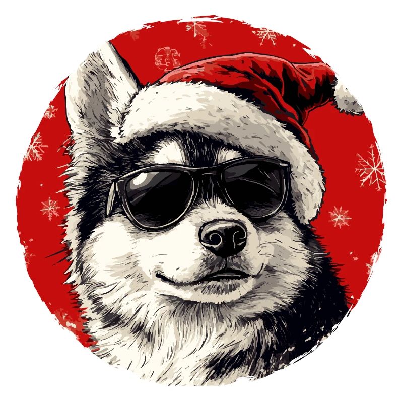 Husky Santa mit Sonnenbrille