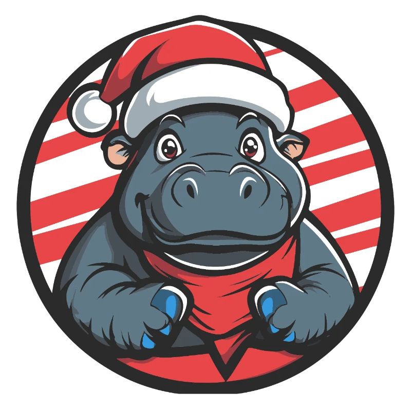 Dessin animé de l’hippopotame de Noël