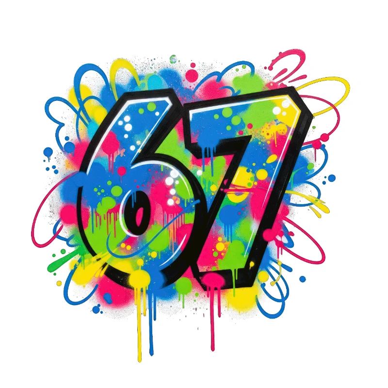 6 7 Cartoon Nummern Meme – Buntes Splash Design