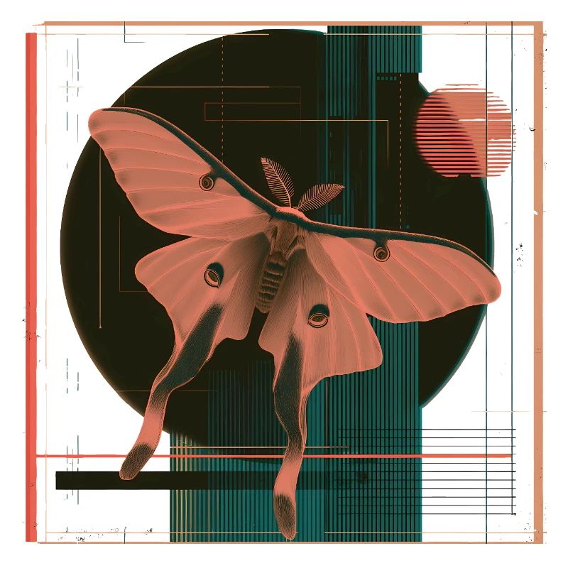 Luna Moth – Geometric Retro Moth Design