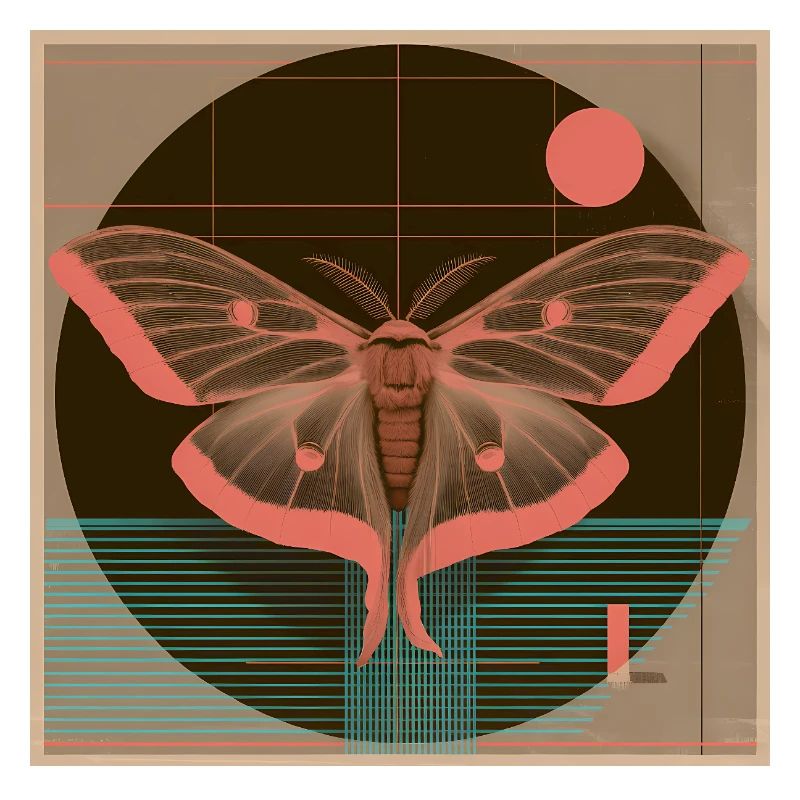 Luna Moth – Rétro Geometry Moth Design
