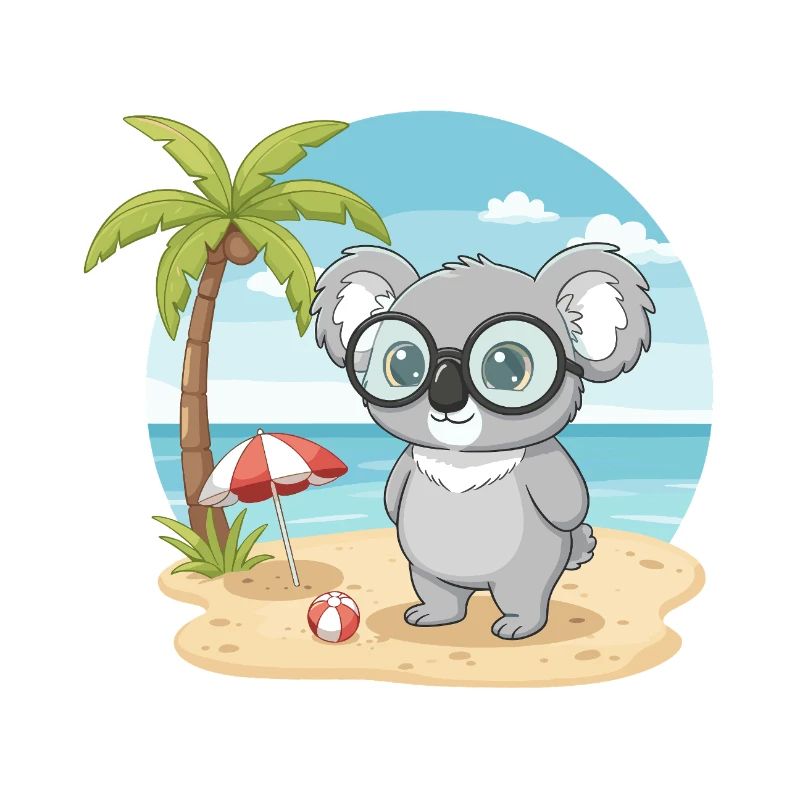 Süßer Koala mit Brille Strand-Sommerurlaub