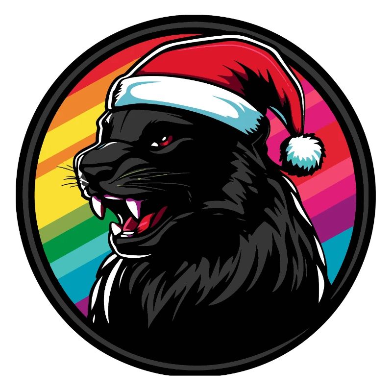 Panther Santa im Regenbogen