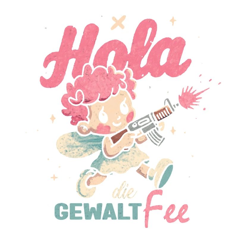 Hallo Gewaltfee - Pinker Engel mit Waffe