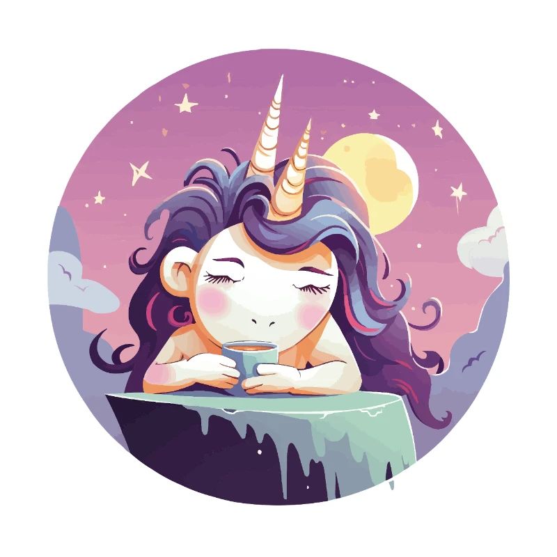Moon tea unicorn in the evening