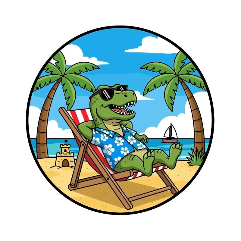 Cool Dinosaur Beach Vacation Summer Vibes