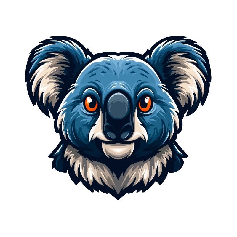 Blauer Koalakopf-Cartoon-Maskottchen-Logo