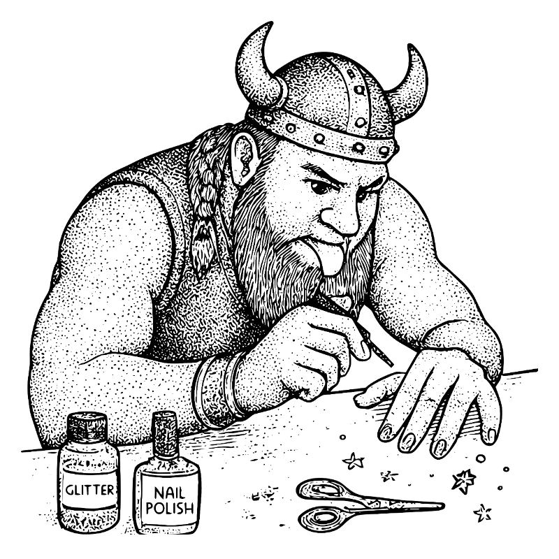 Viking doing nails