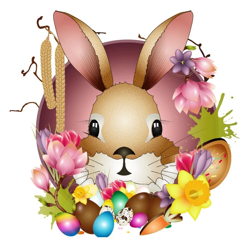 Adorable Easter bunny with Easter decoration