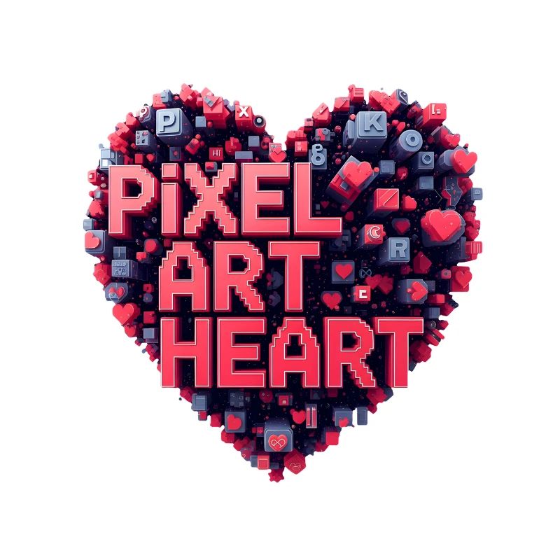 Collage de cœurs en pixel art