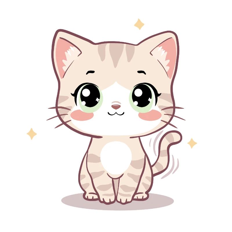 Illustration mignonne de chat Kawaii - Chaton Chibi