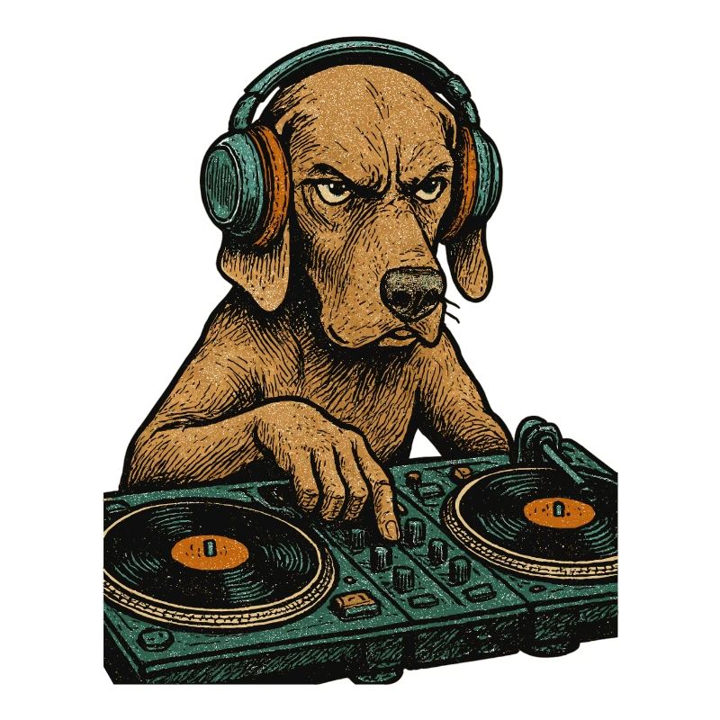 Weimaraner DJ Retro – Chien avec casque Weimarane