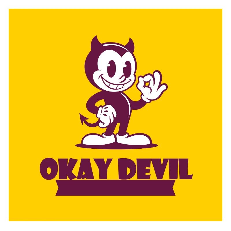 Okay Devil Mascot on Yellow