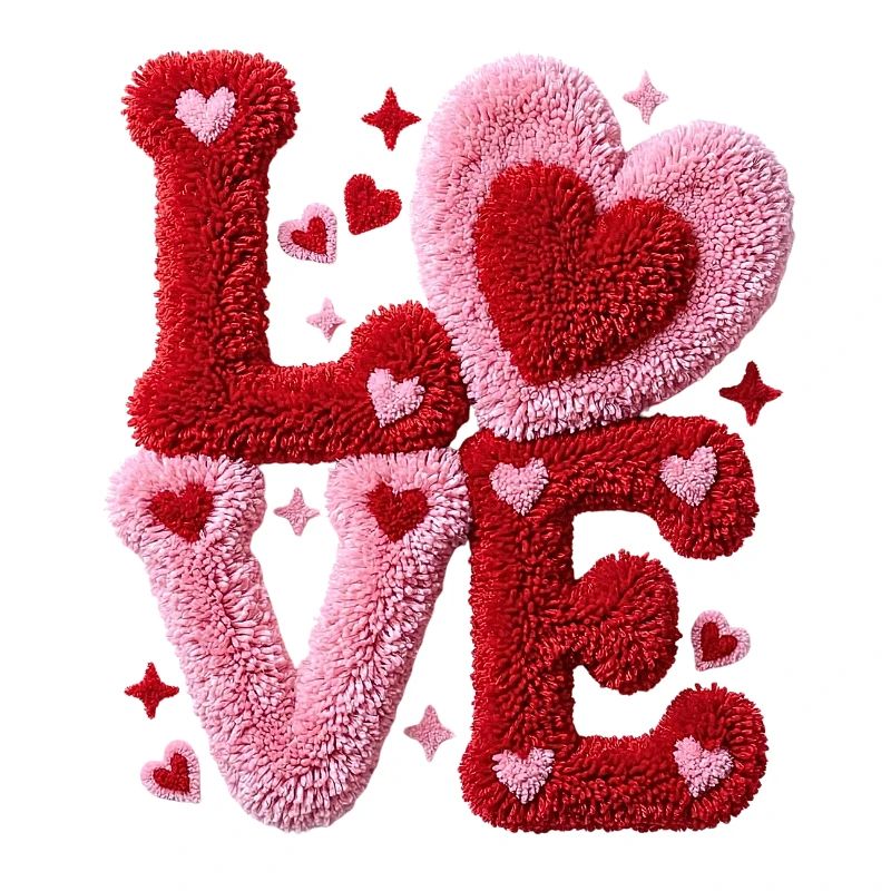 Faux Plush Hearts LOVE Design