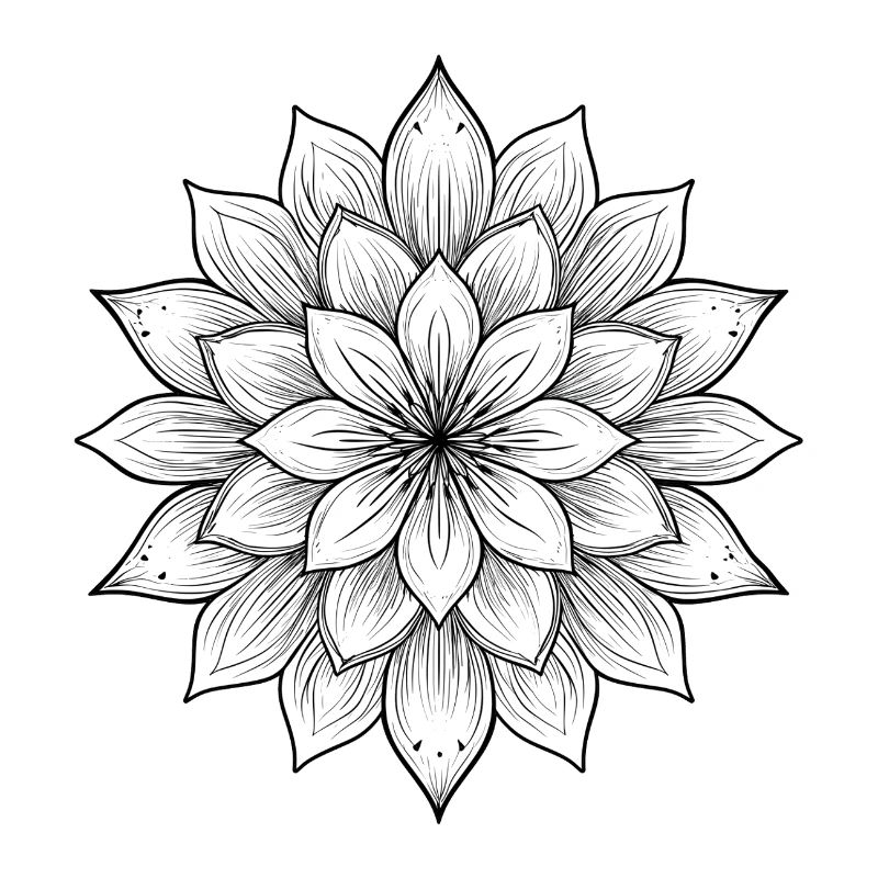 Blumenmandala mit feinen Blütenblättern, Ruhe und Harmonie