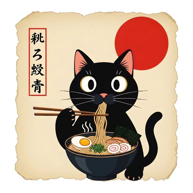 Soupe de chat avec soleil rouge