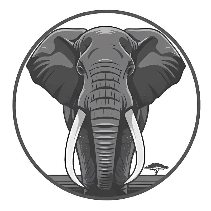 Elephant Head Circle Graphic