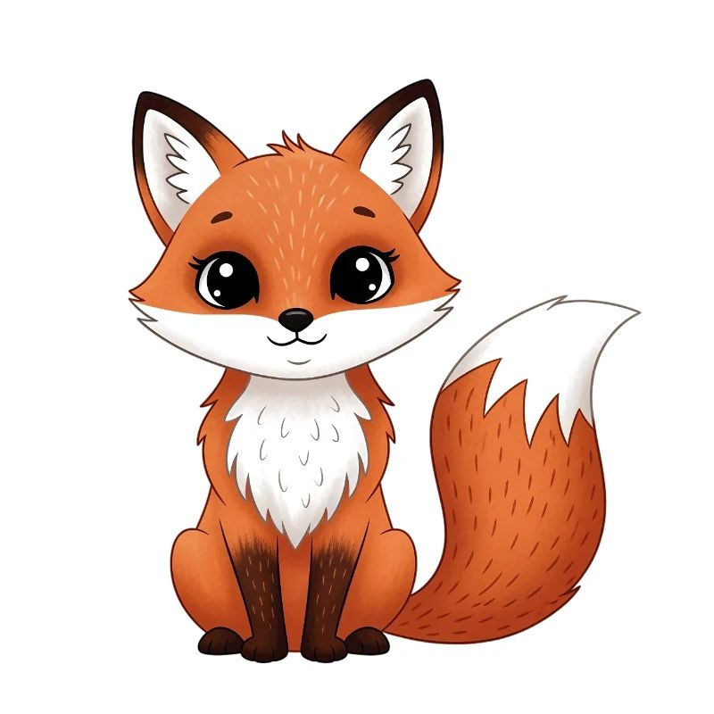 Cute fox in cartoon style