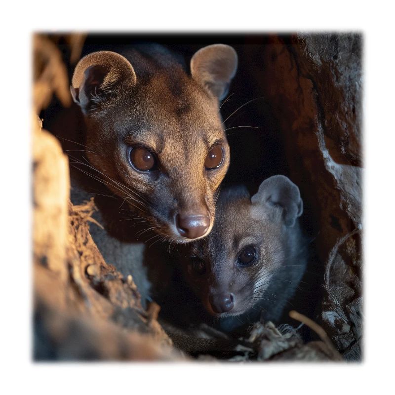 Fossa with cub – protection & connection
