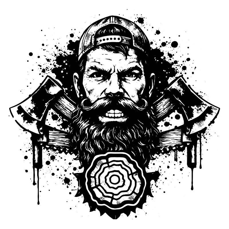 Lumberjack Stencil with Double Axe