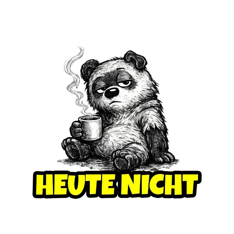 Not Today – Grumpy Bear with Coffee (Sketch)