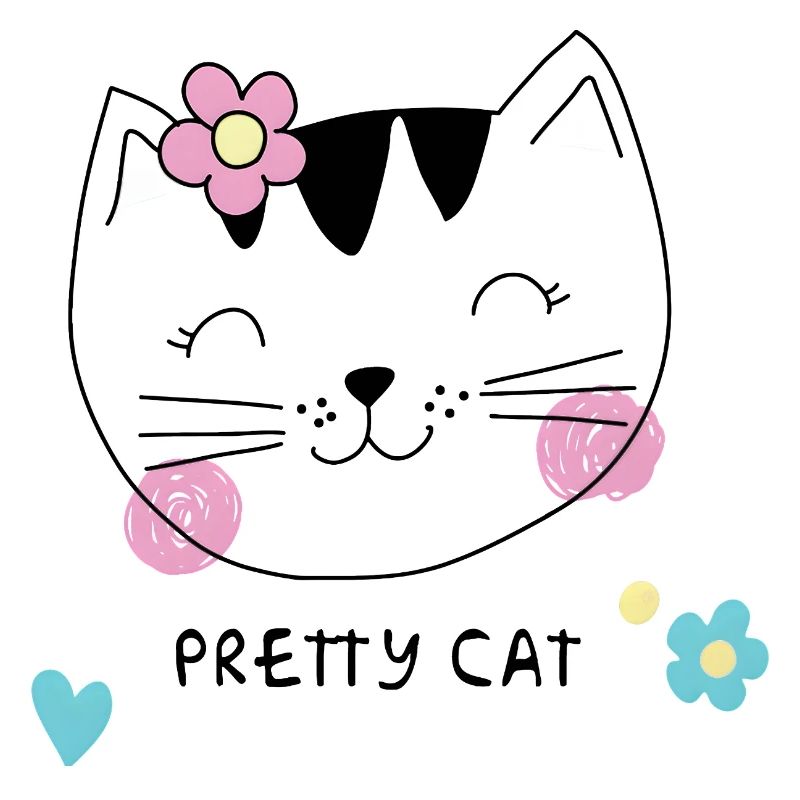 Chat Joli – Chat mignon avec une fleur pour filles