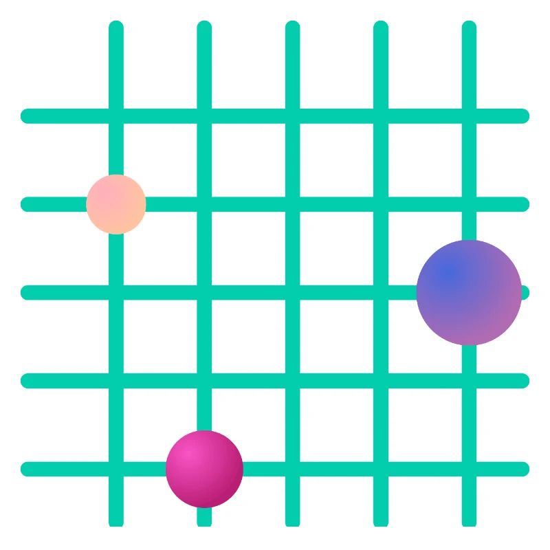 Geometrisches Grid mit Farb-Sphären