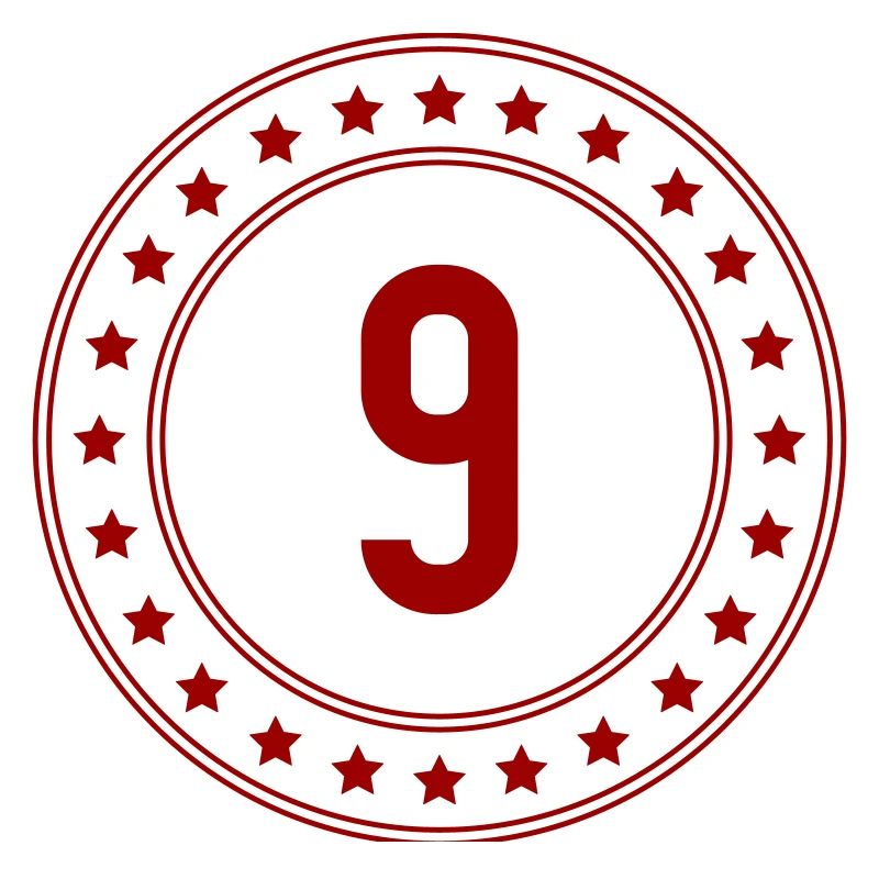 Red Star Ring with Number 9
