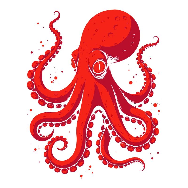 Crimson Octopus Pop Art