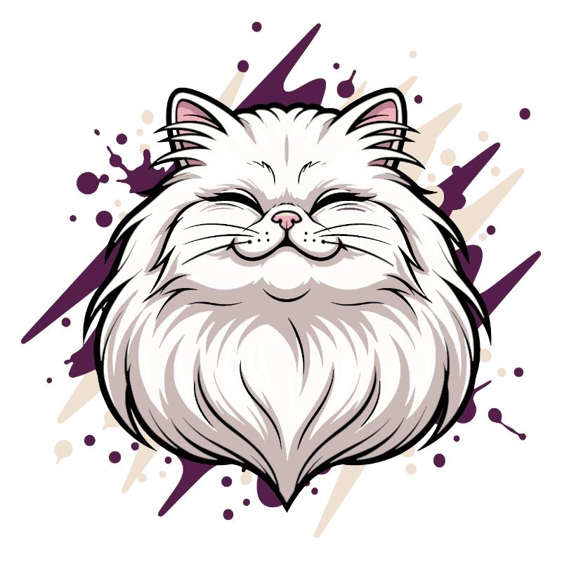 Fröhlicher Katzenkopf mit Farbklecks