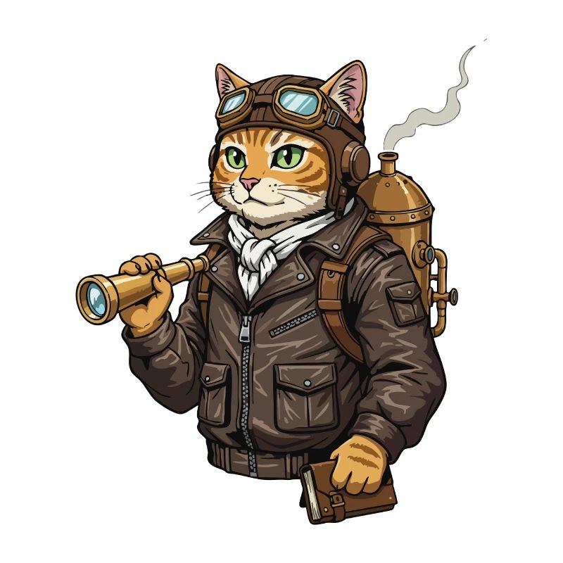 Chat Aviateur Steampunk Explorateur Curiosité