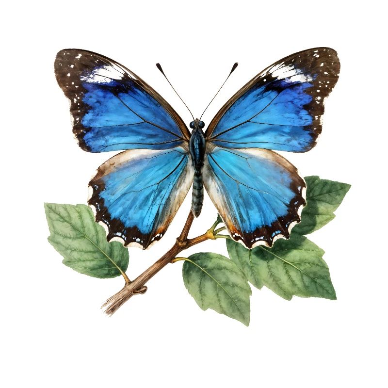 Blue Butterfly on Branch