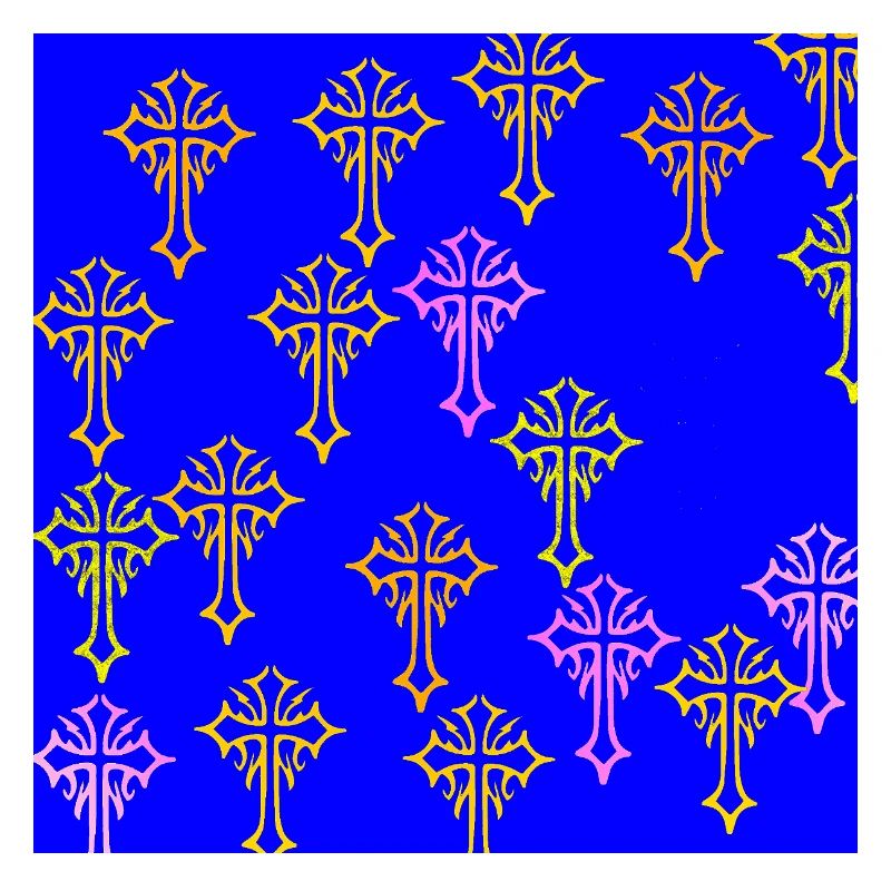 Neon Cross Pattern on Cobalt Blue