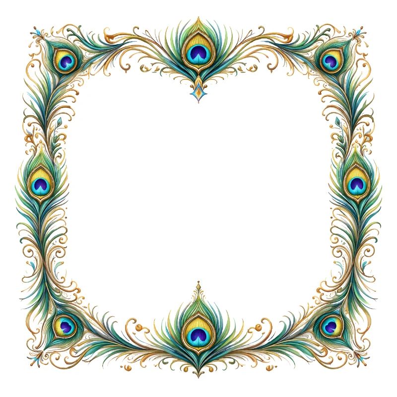 Peacock Feather Frame Ornament Boho Design