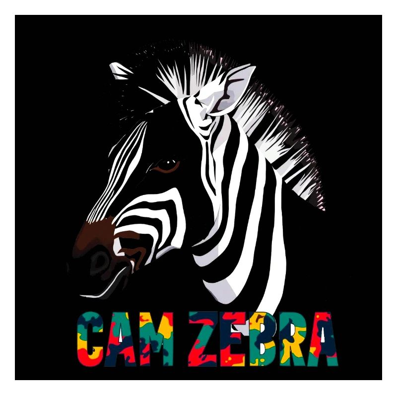 Zebra Silhouette with Colorful Text CANZEBRA