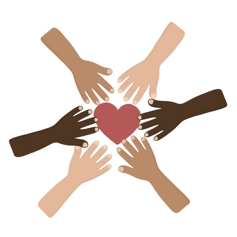 Les mains diverses de Cœurs unis