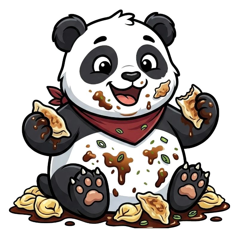 Cute Panda with Tortellini Chaos