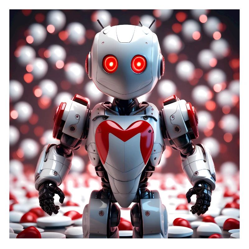 Herzroboter mit leuchtenden Augen