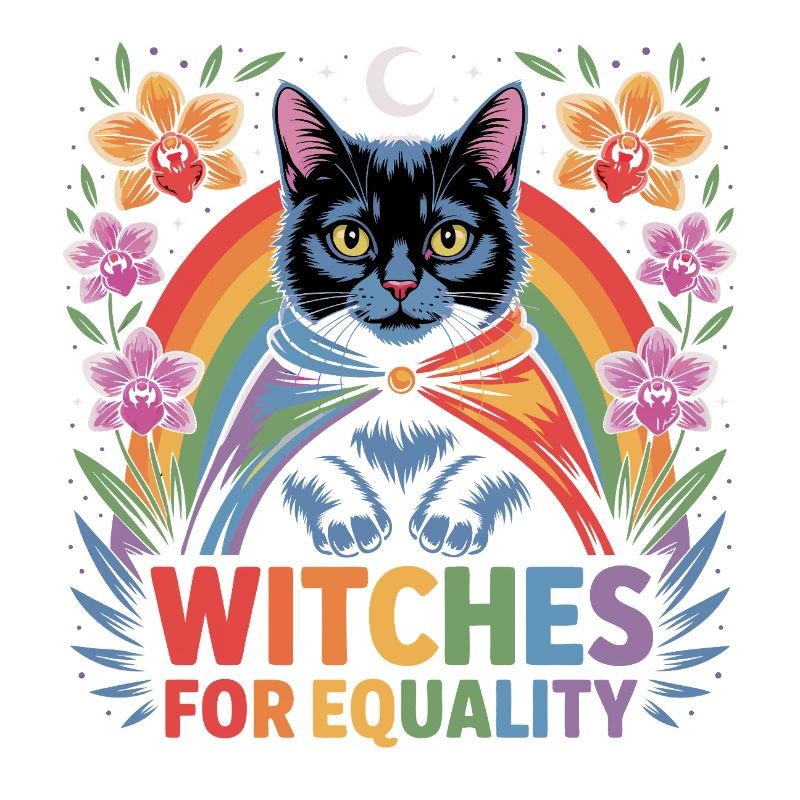 Witches for Equality Cat Rainbow