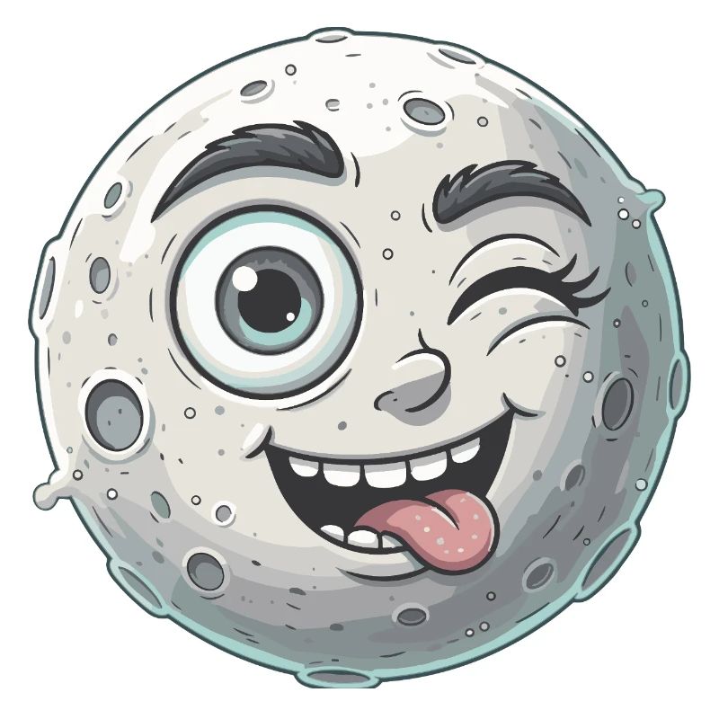 Dessin animé Visage de Lune Ondulant