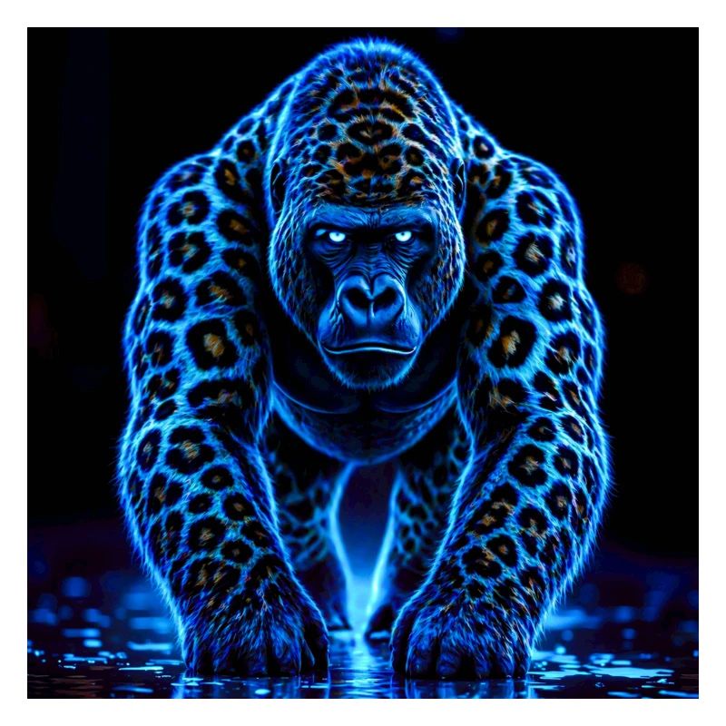 Neon Emperor Gorilla with Leopard Pattern
