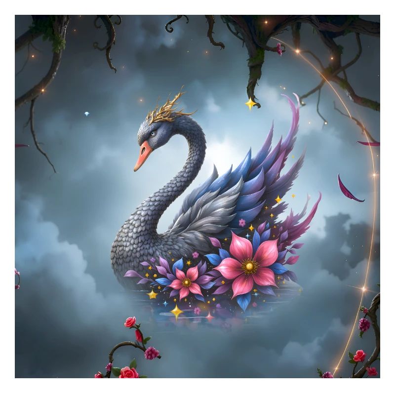 Celestial Floral Swan