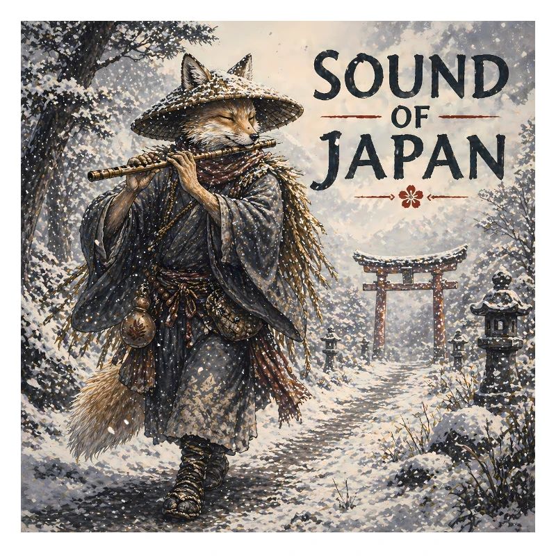 Japanisches Kitsune-Flötendesign