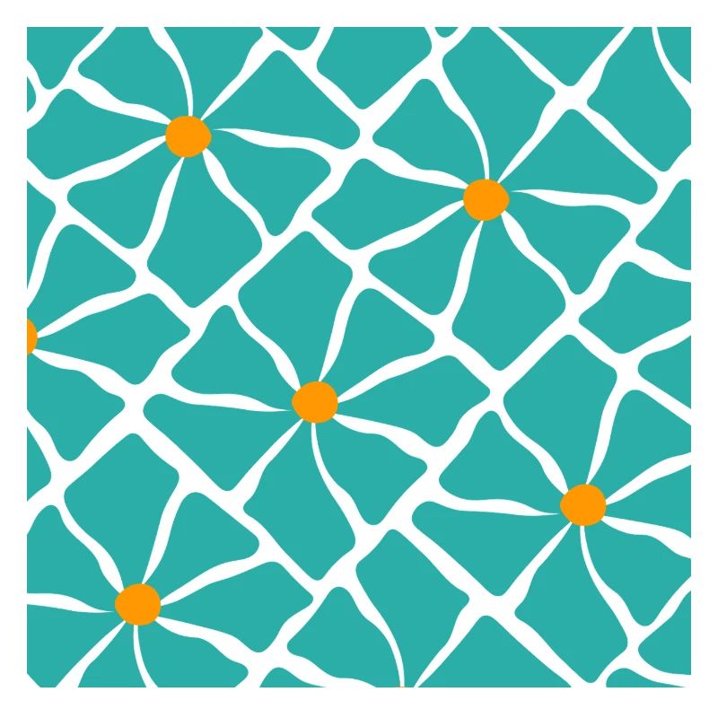Turquoise Blossoms Mosaic Pattern