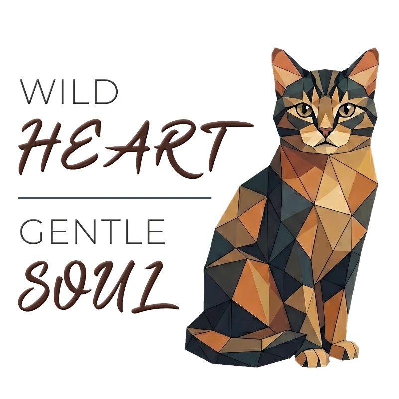 Cat Design Low-Poly - Cœur sauvage, âme douce