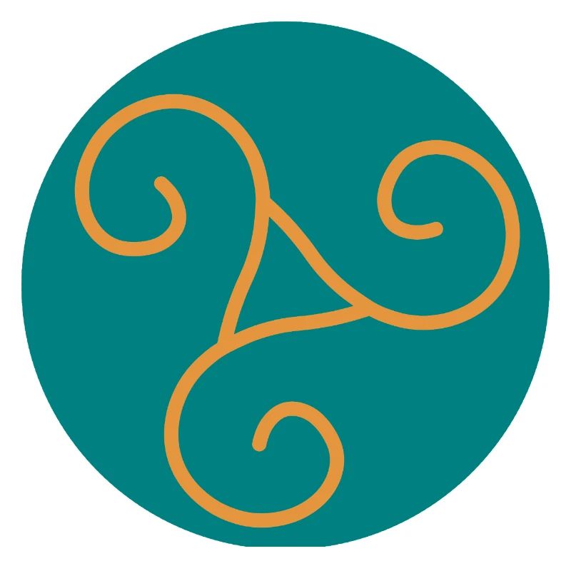 Decorative triskel in orange scrolls