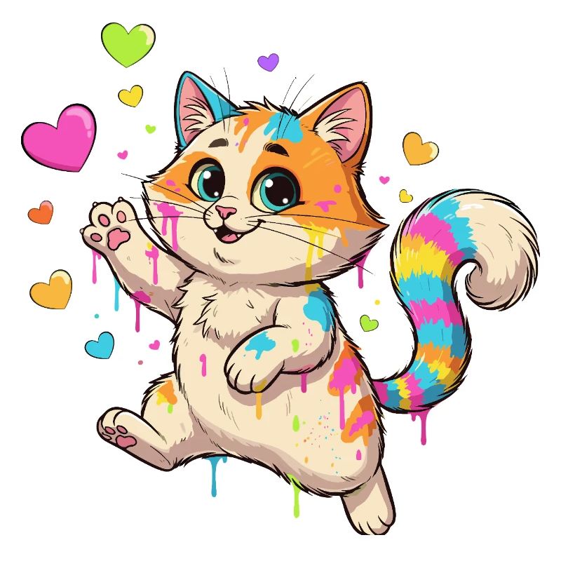 Bunte Farbklecks Katze