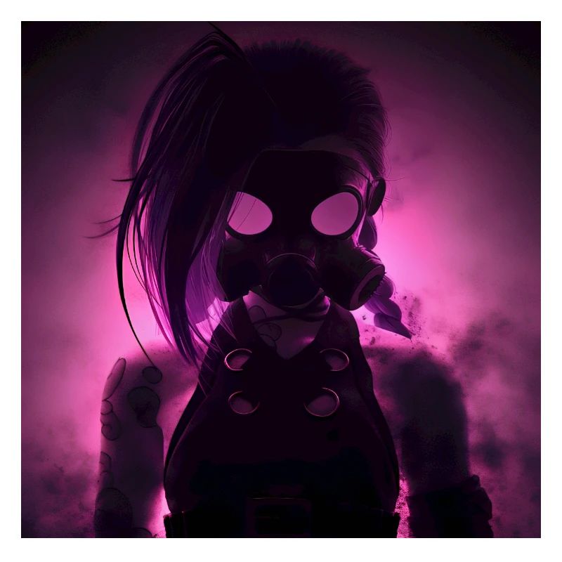 Neon gas mask in night light
