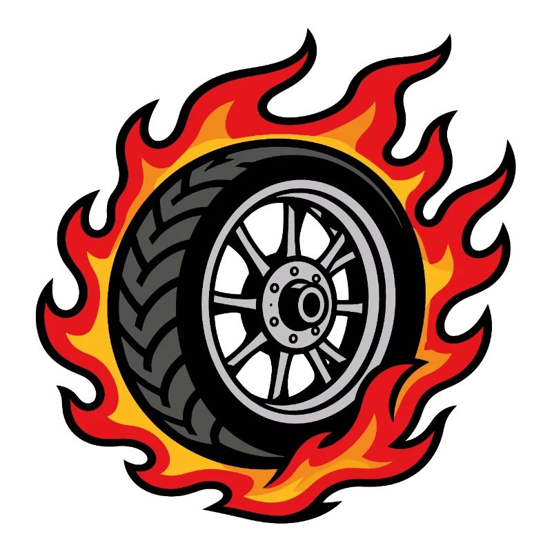 Motorcycle wheel in flames biker style