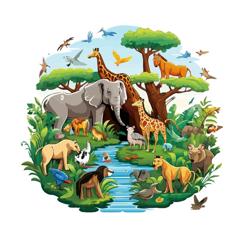 Panorama de la jungle et de la faune
